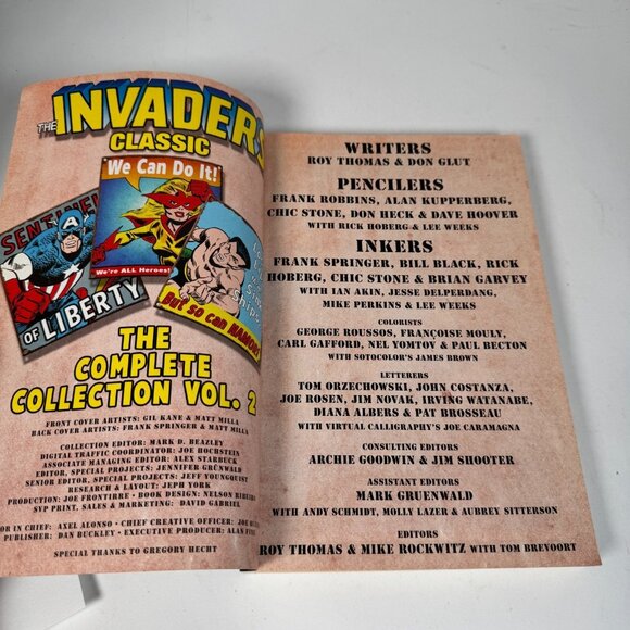Invaders Classic The Complete Collection Vol 2 Roy Thomas Don Glut Marvel Comics - Picture 5 of 8